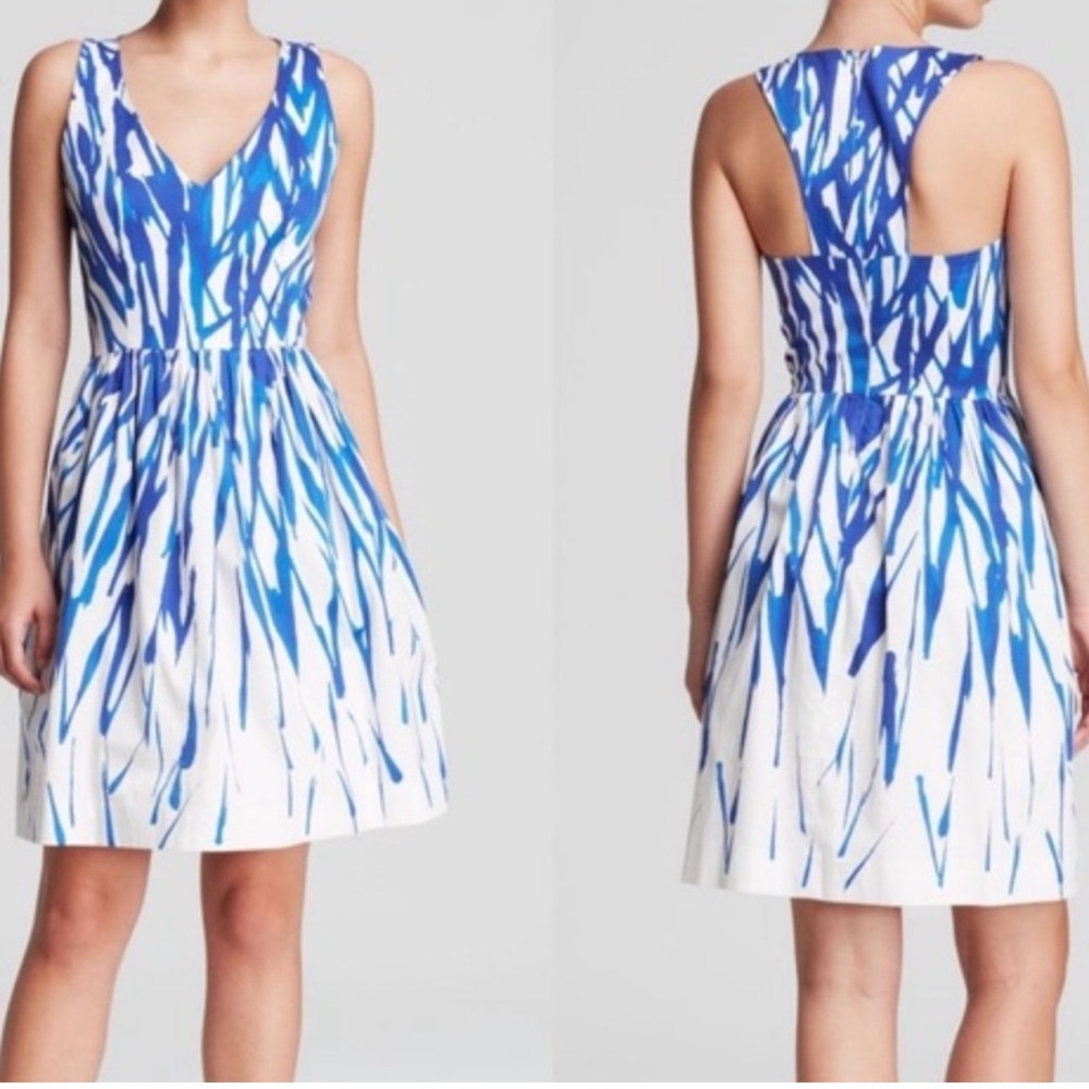NWT MILLY Isadora A-Line Brushstroke Dress Blue White Size 2
